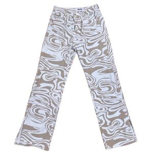 Miss Lola Tan and White Patterned Pants